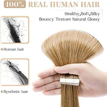 Amazon.co.jp: テープインエクステンション人毛、27#ダークブロンドPU